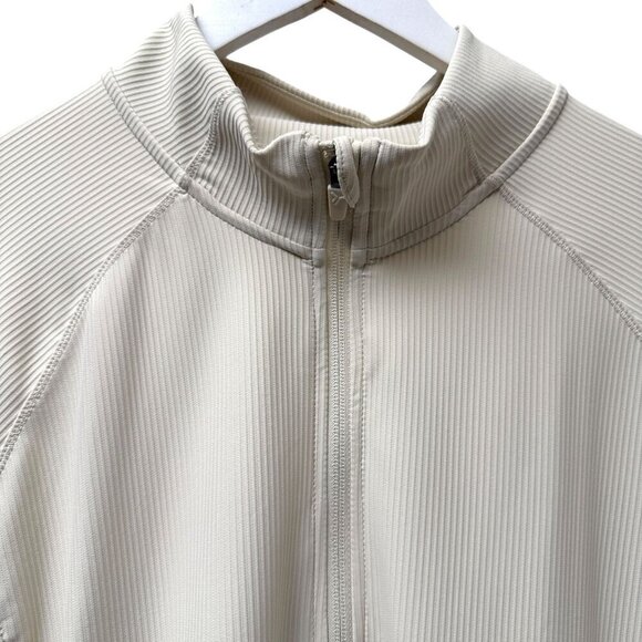 Old Navy Active Jacket Plus Size 3X Cream Ribbed Knit Sportswear Zip Front NWT - Picture 3 of 11